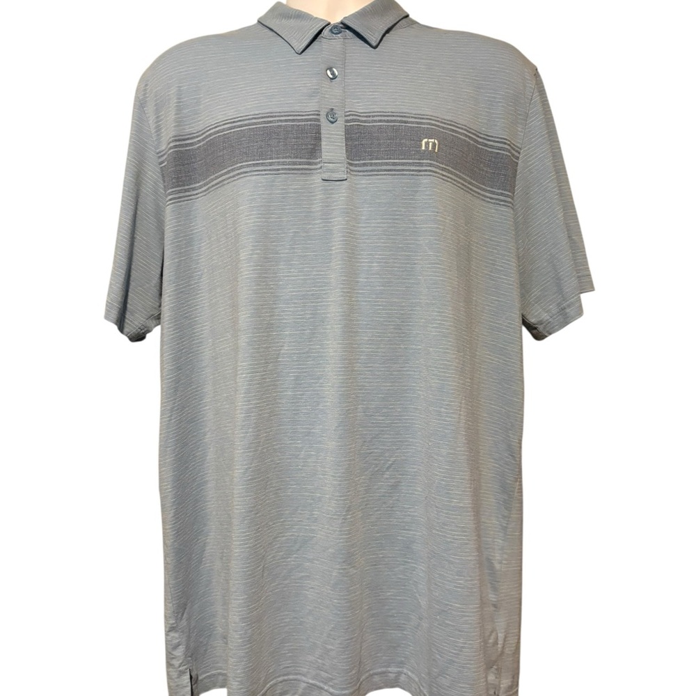 Travis Mathew Men’s Light Blue  Striped Golf Polo Shirt XXL